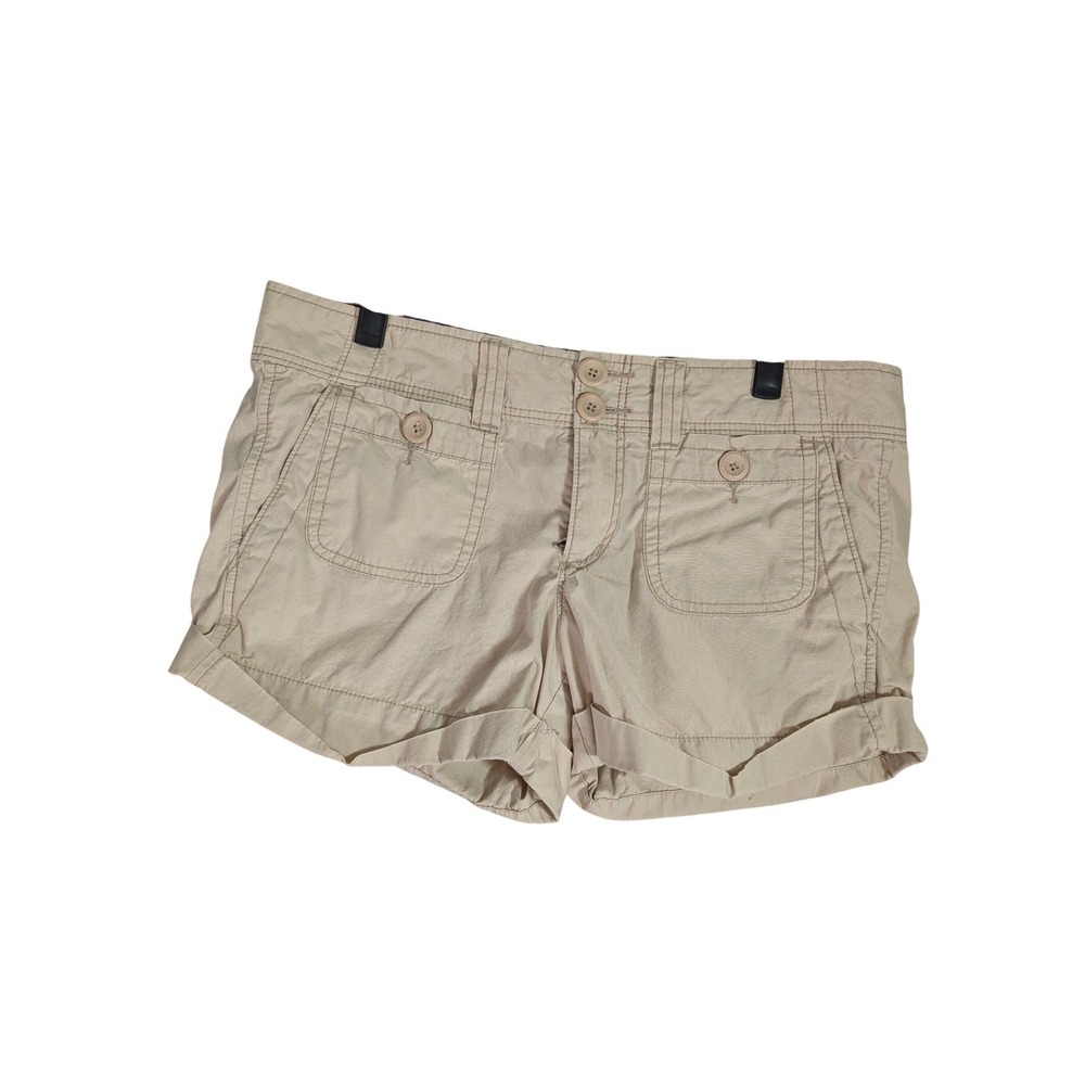 American Eagle Vintage‎ Y2K Mini Shorts Women's Size 12 Low Rise Khaki Beige